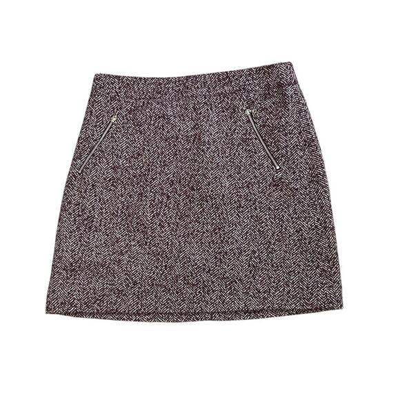 LOFT Purple Tweed Wool Blend A-Line Skirt Size 6 Small Exposed Zipper Pockets - Picture 2 of 8